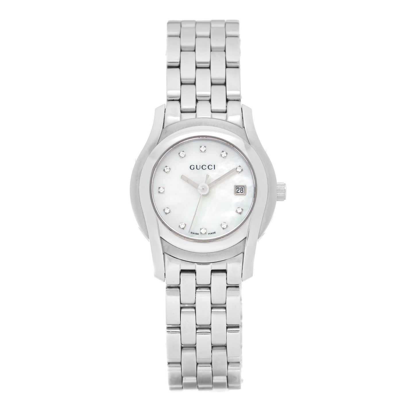 Stainless Steel Diamond Mother of Pearl 27mm 5500L Quartz Watch