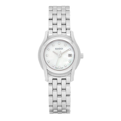 Gucci Stainless Steel Diamond Mother of Pearl 27mm 5500L Quartz Watch 1 of 5