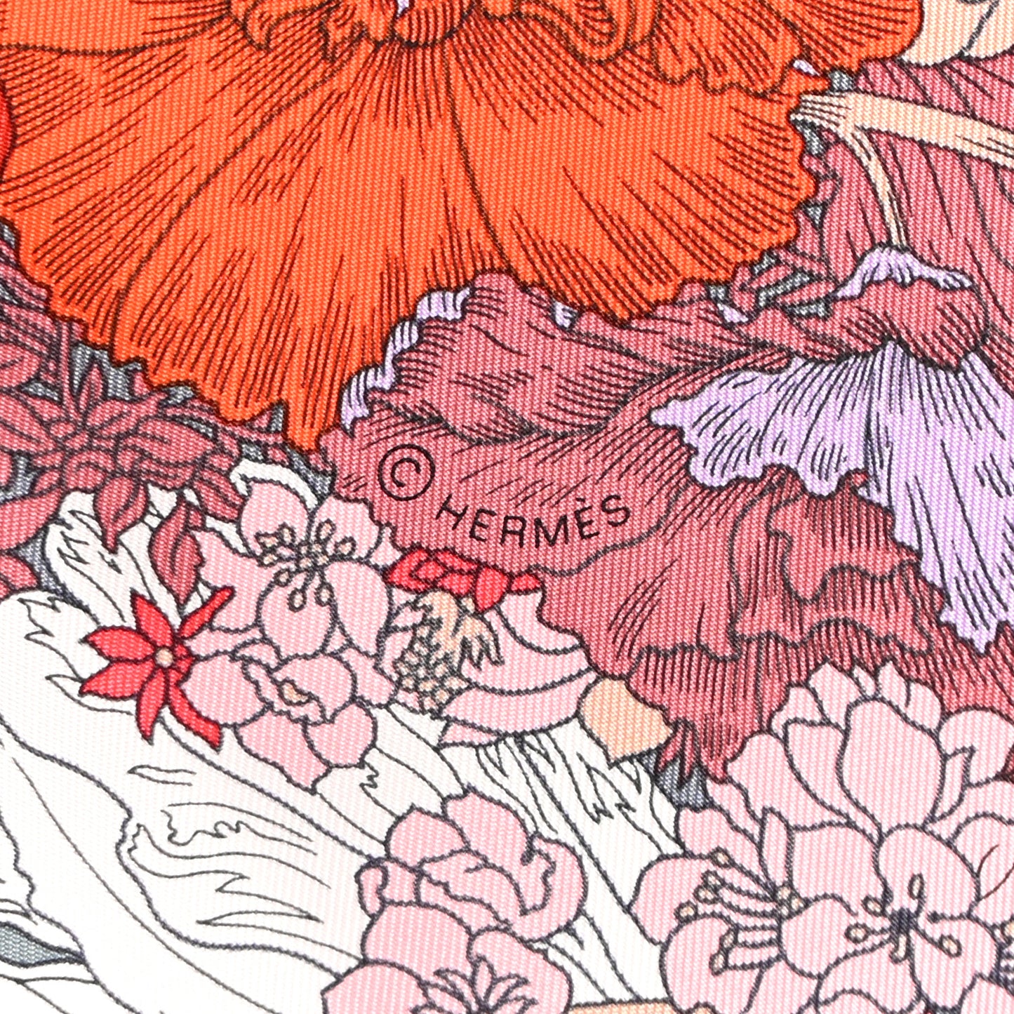 Silk Robe Legere Scarf 90 Gris Corail Rose Pourpre