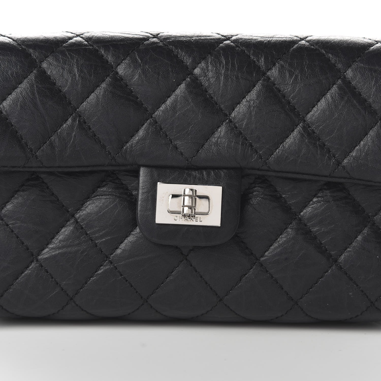 Chanel Aged Calfskin Quilted 2.55 Reissue Flap Belt Bag Clutch Black 9 of 9