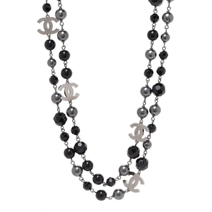 Chanel Ruthenium Pearl Beaded CC Long Necklace Black 1 of 5