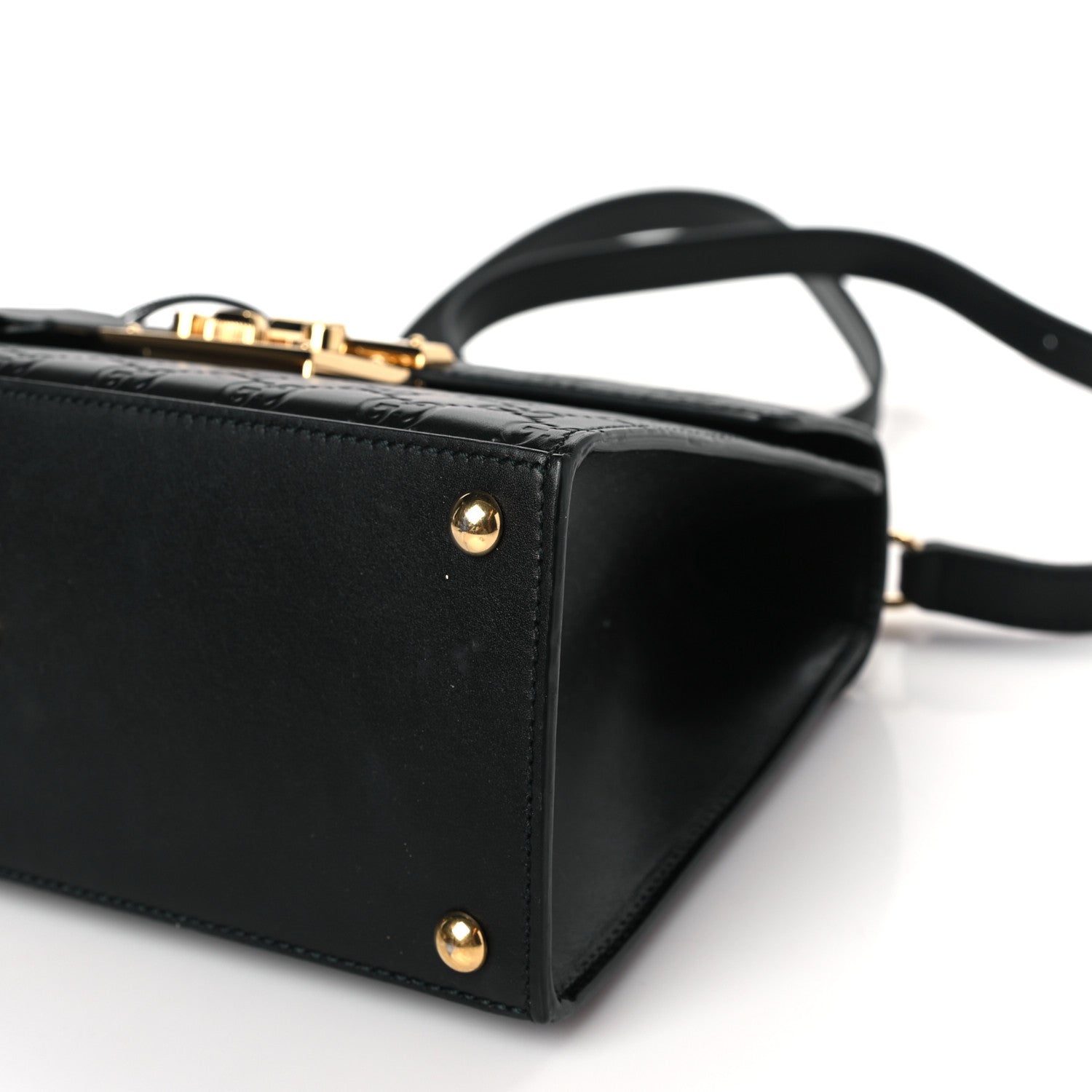 Gucci Guccissima Signature Small Padlock Top Handle Bag Black 9 of 9