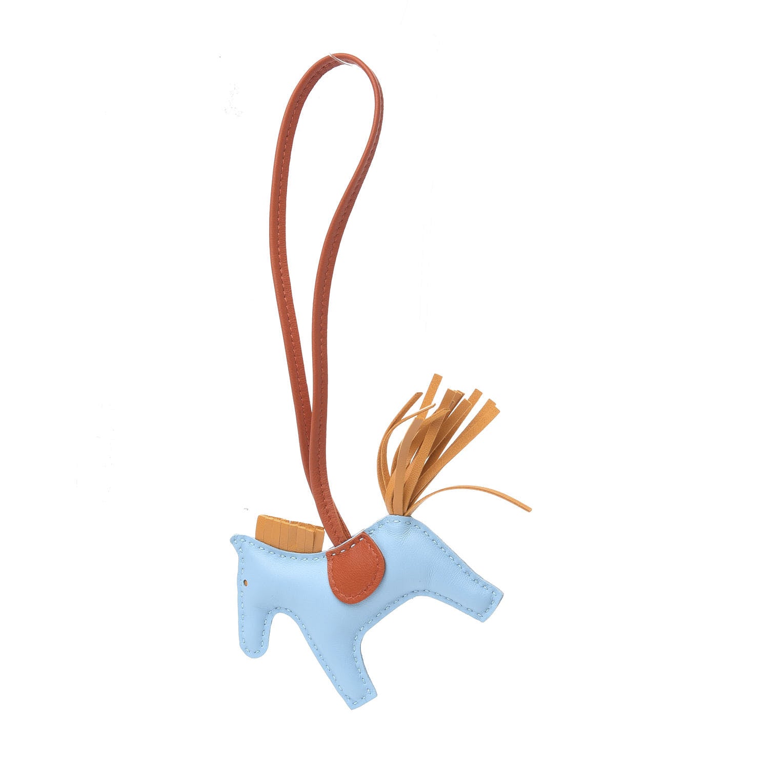 Hermes Milo Lambskin Grigri Rodeo Horse Bag Charm PM Celeste Naturel Bouton D'Or Cornaline 1 of 5