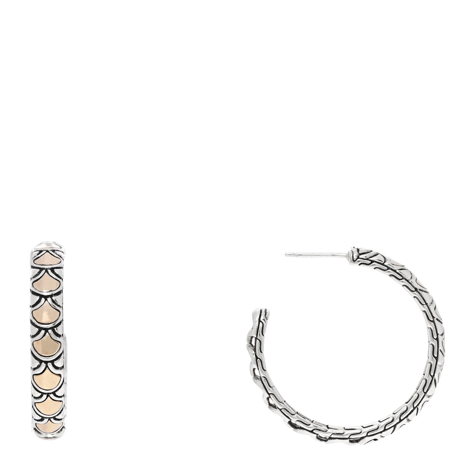 John Hardy Sterling Silver 18K Yellow Gold Naga Hoop Earrings 1 of 4