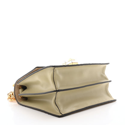 Fendi Vitello Liberty Bi-Color FF 1974 Embossed Small Kan I Shoulder Bag Camelia Mandorlo 4 of 10