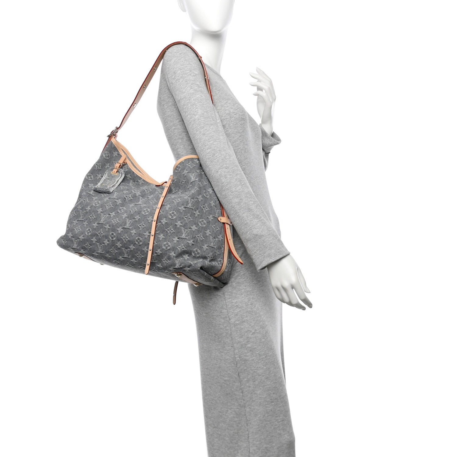 Louis Vuitton Monogram Denim CarryAll MM Washed Grey 2 of 10