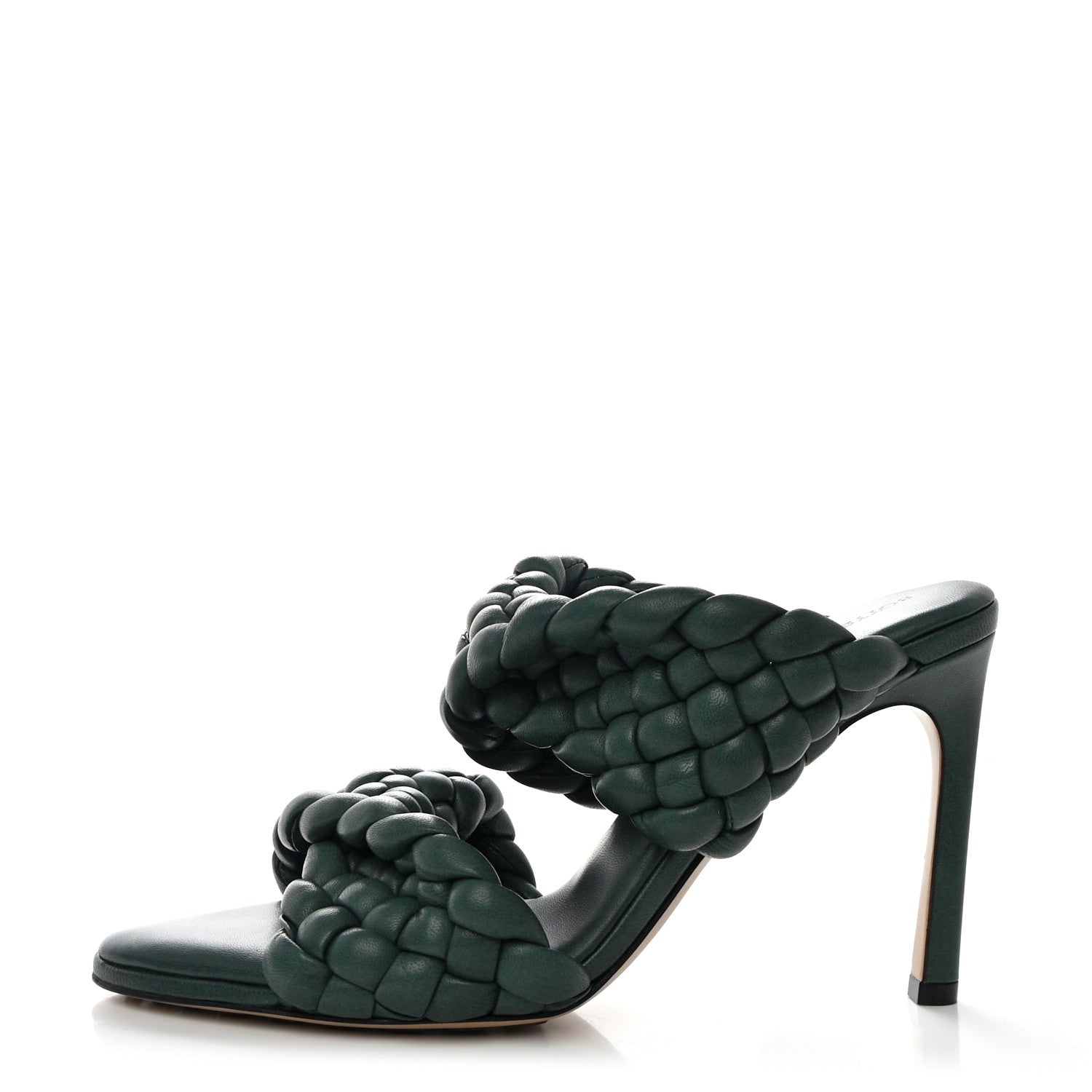 Bottega Veneta Nappa Twisted Padded Intrecciato Curve Slide Sandals 38 Vert Fonce 1 of 7