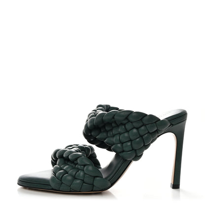 Bottega Veneta Nappa Twisted Padded Intrecciato Curve Slide Sandals 38 Vert Fonce 1 of 7