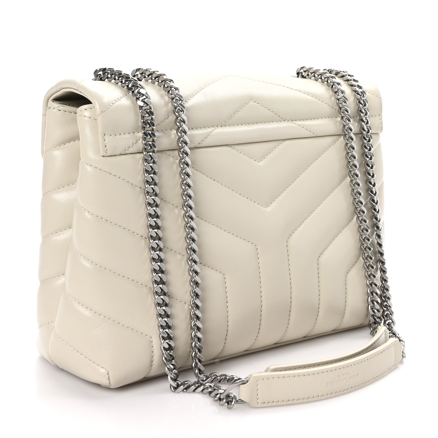 Saint Laurent Calfskin Y Quilted Monogram Small Loulou Chain Satchel Crema Soft 3 of 11