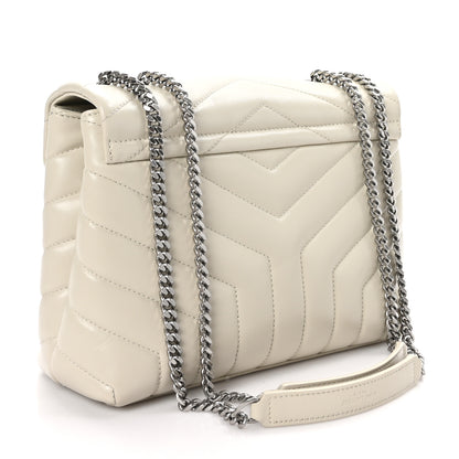 Saint Laurent Calfskin Y Quilted Monogram Small Loulou Chain Satchel Crema Soft 3 of 11