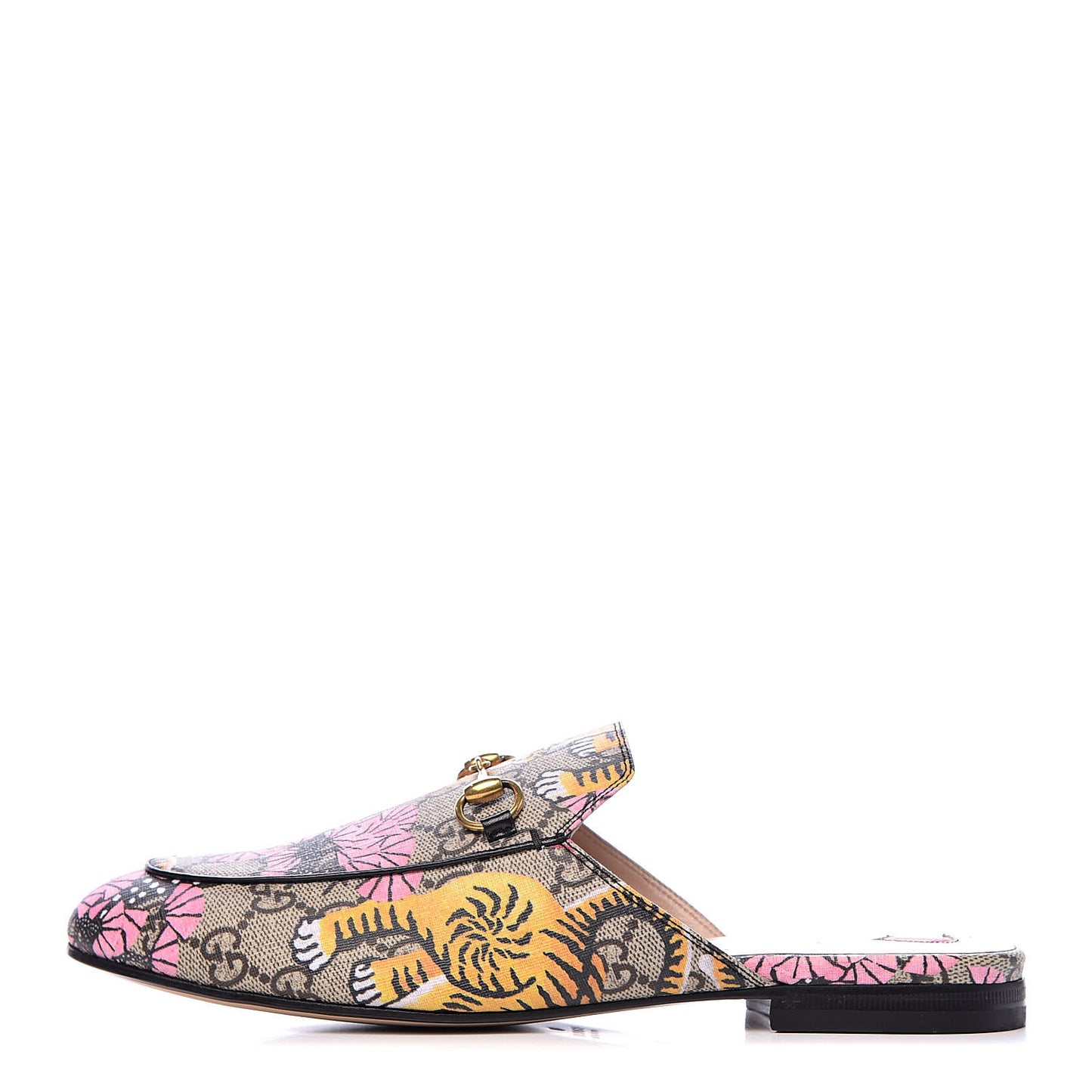 GG Supreme Monogram Bengal Womens Princetown Slippers 38 Beige Crop Pink