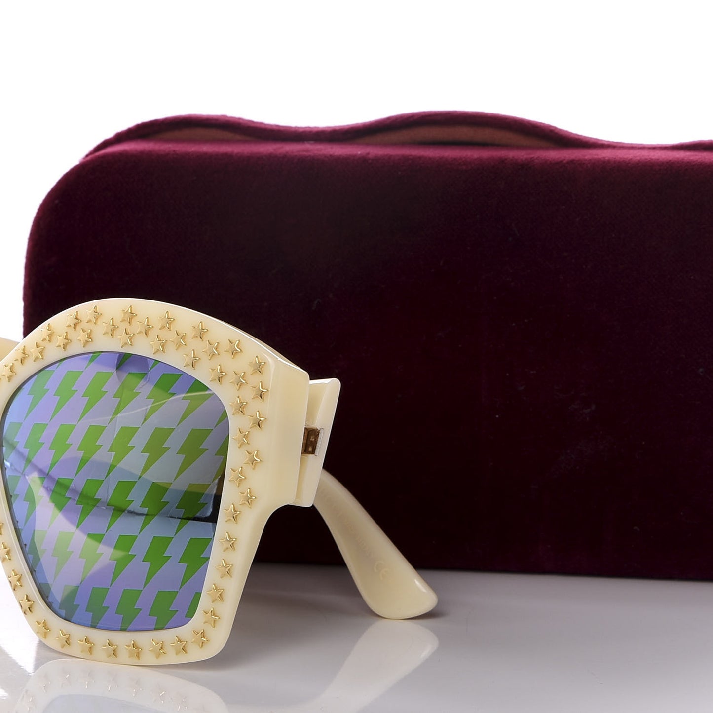 Square Frame Star Sunglasses GG 3870/S Ivory Gold