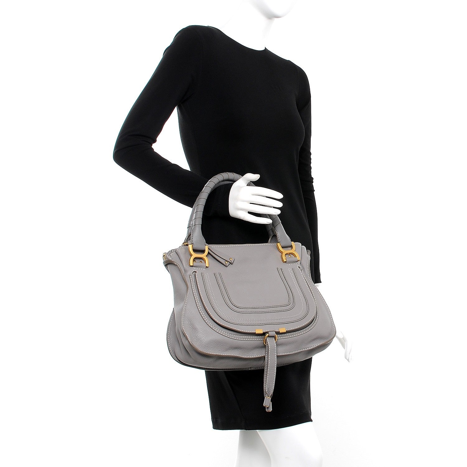 Chloe Calfskin Medium Marcie Satchel Cashmere Grey 2 of 13