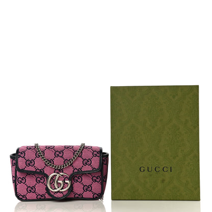 Gucci Monogram Multicolor Matelasse Diagonal Super Mini GG Marmont Shoulder Bag Pink Blue 11 of 11