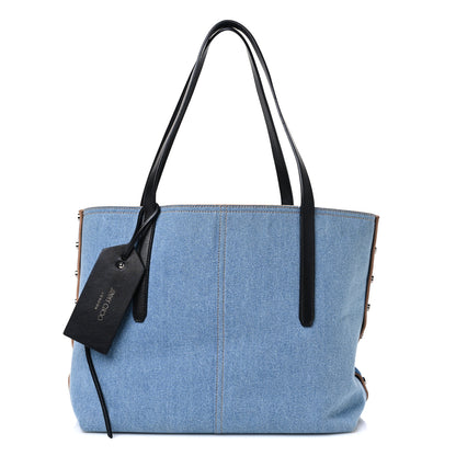Jimmy Choo Denim Calfskin Twist East West Tote Blue Black 1 of 11