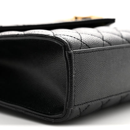 Saint Laurent Grain De Poudre Textured Mixed Matelasse Triquilt Medium Monogram Satchel Black 9 of 10