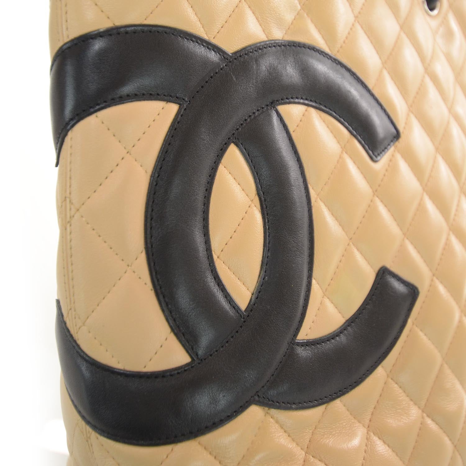 Chanel Calfskin Quilted Medium Cambon Tote Beige Black 6 of 10