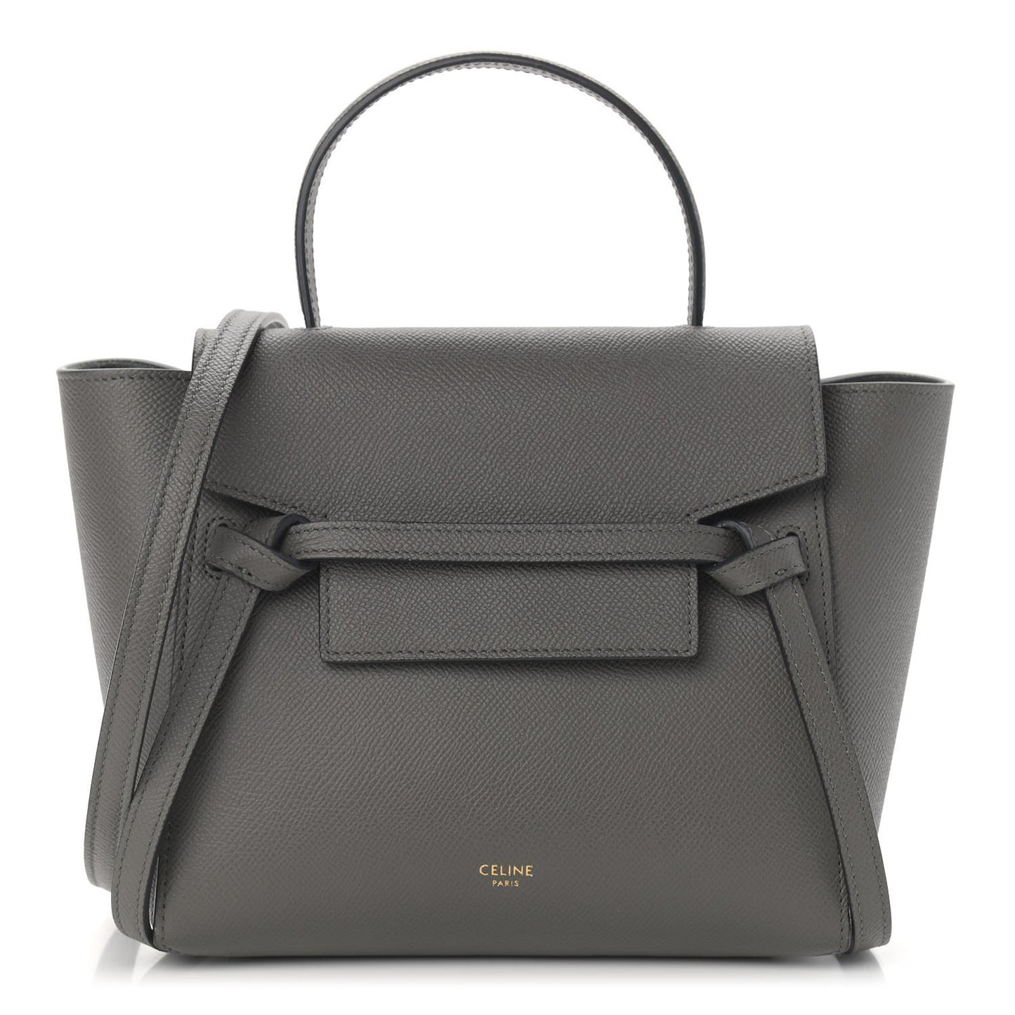 Grained Calfskin Nano Belt Bag Grey