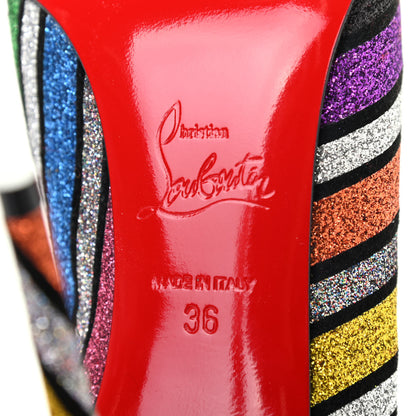 Christian Louboutin Suede Stripy Glitter Pigalle Follies 100 Pumps 36 Multicolor 6 of 7