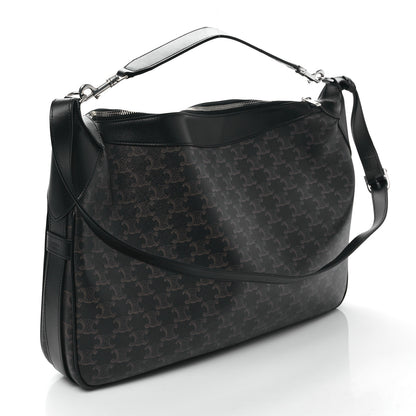 Celine Triomphe Canvas Calfskin Large Romy Shoulder Bag Black 3 of 10