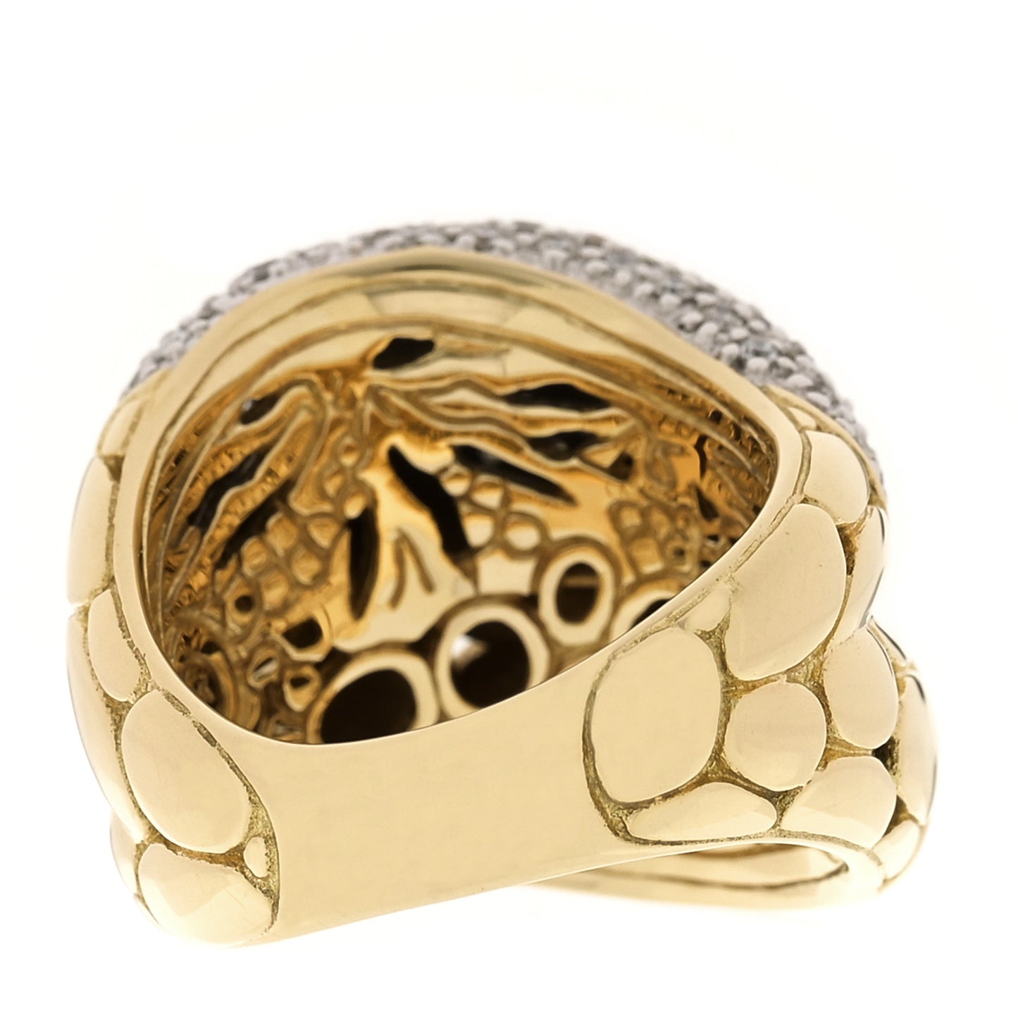 18K Yellow Gold Diamond Double Dome Ring 54 7