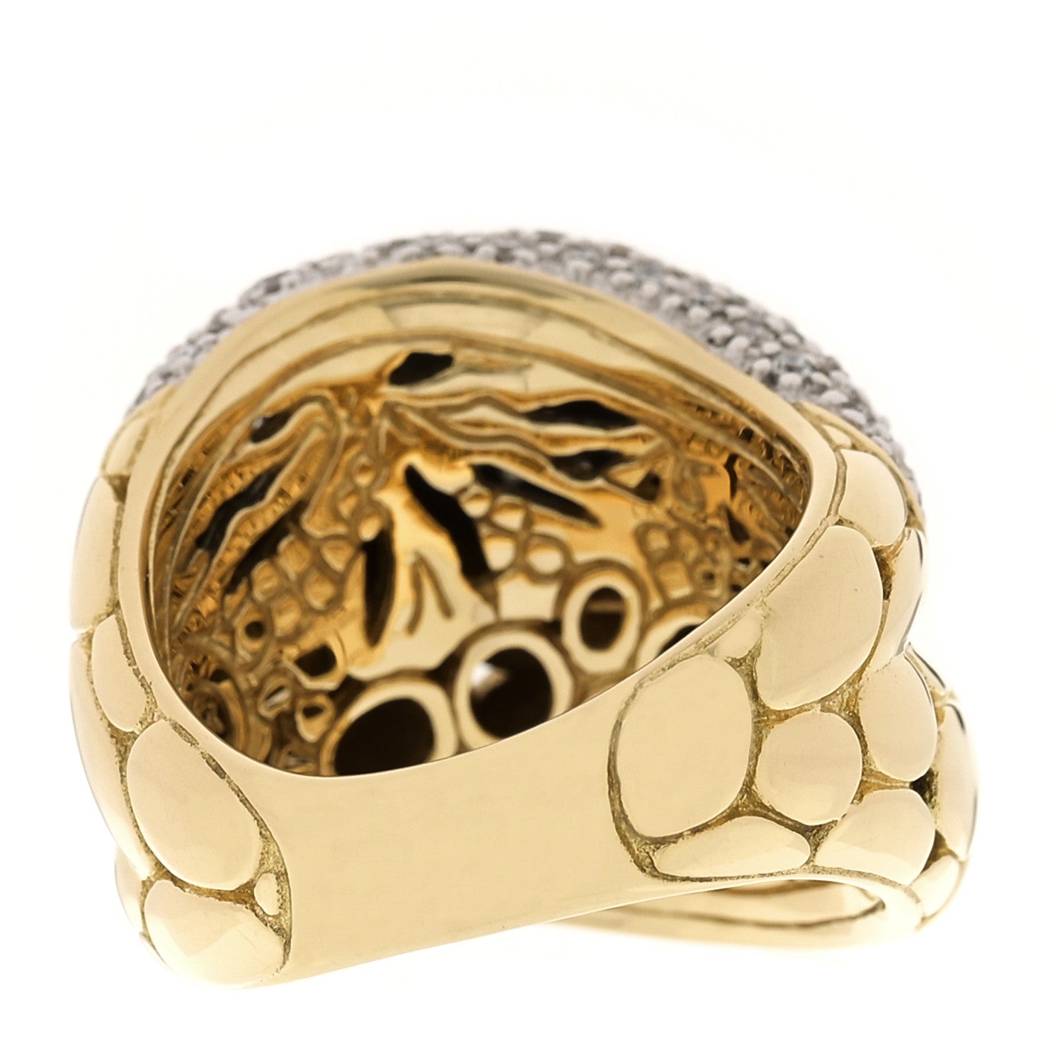 John Hardy 18K Yellow Gold Diamond Double Dome Ring 54 7 3 of 4