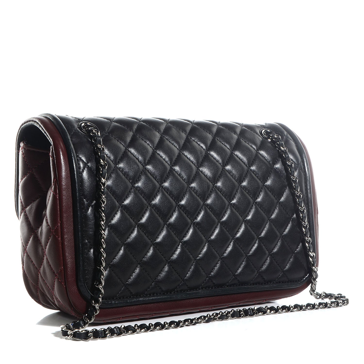 Chanel Lambskin Quilted Classic Twist Flap Bag Black Bordeaux 3 of 8