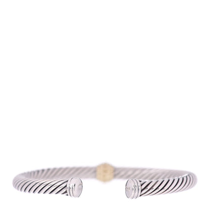 David Yurman Sterling Silver 14K Yellow Gold 5mm Station Cable Bracelet 3 of 5