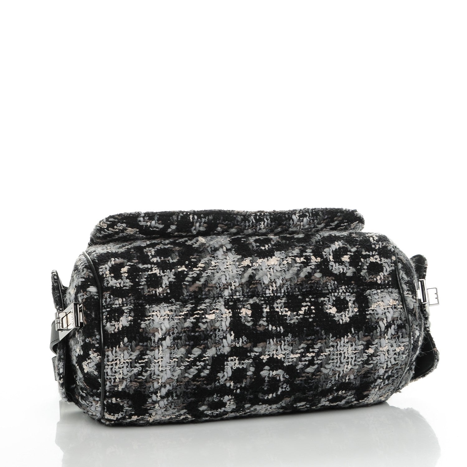 Chanel Tweed Quilted Camellia Shoulder Bag Black 4 of 8