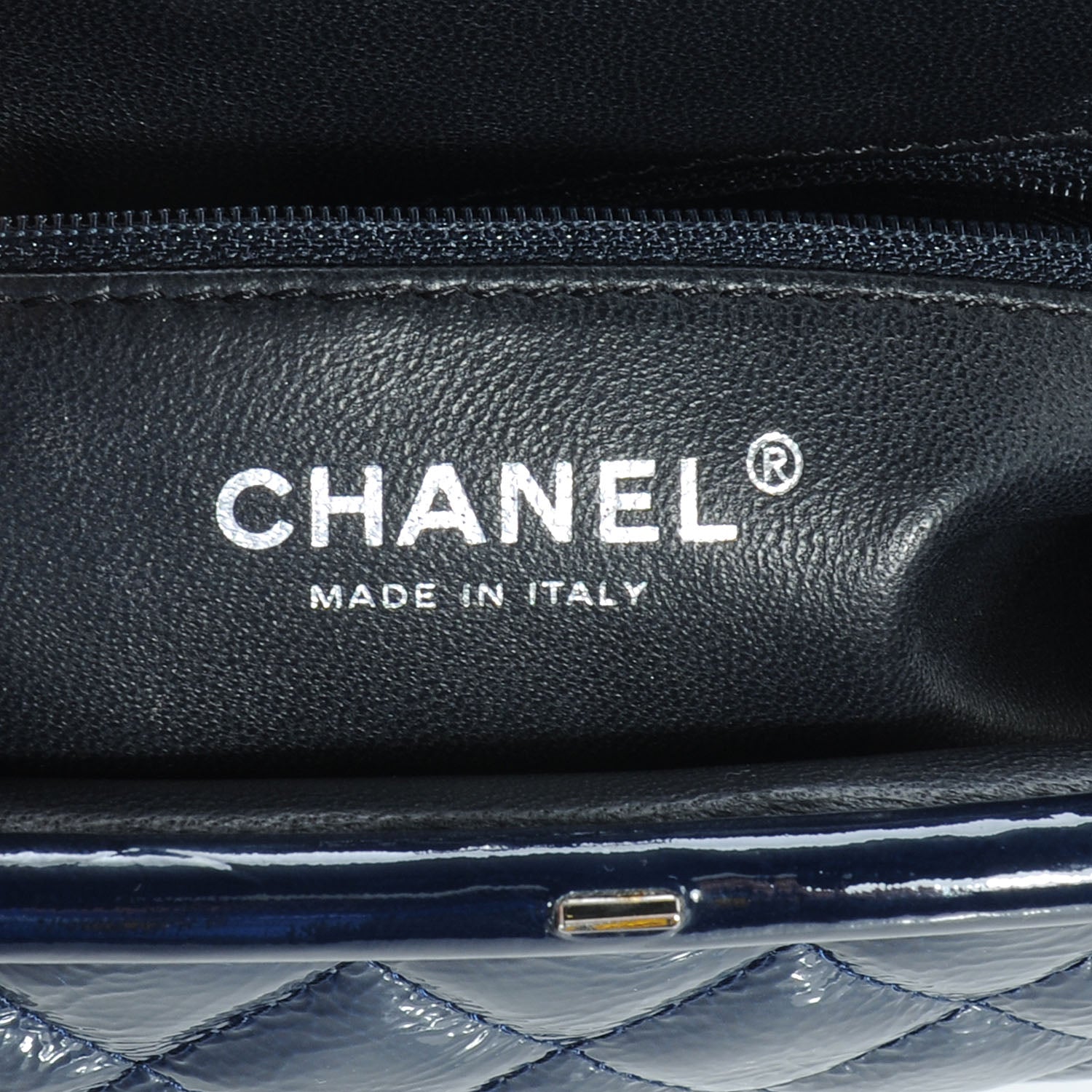 Chanel Patent Quilted Timeless Clutch Navy 6 of 7