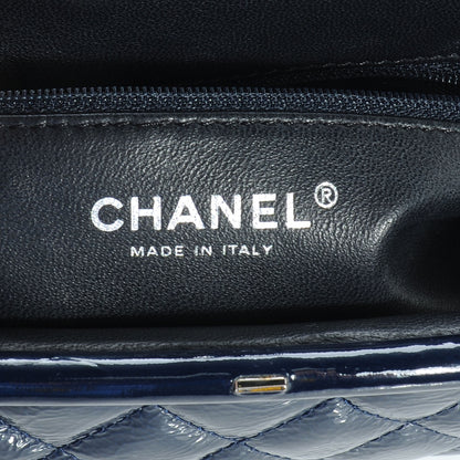 Chanel Patent Quilted Timeless Clutch Navy 6 of 7