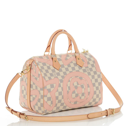 Louis Vuitton Damier Azur Tahitienne Speedy Bandouliere 30 Rose Ballerine 3 of 6