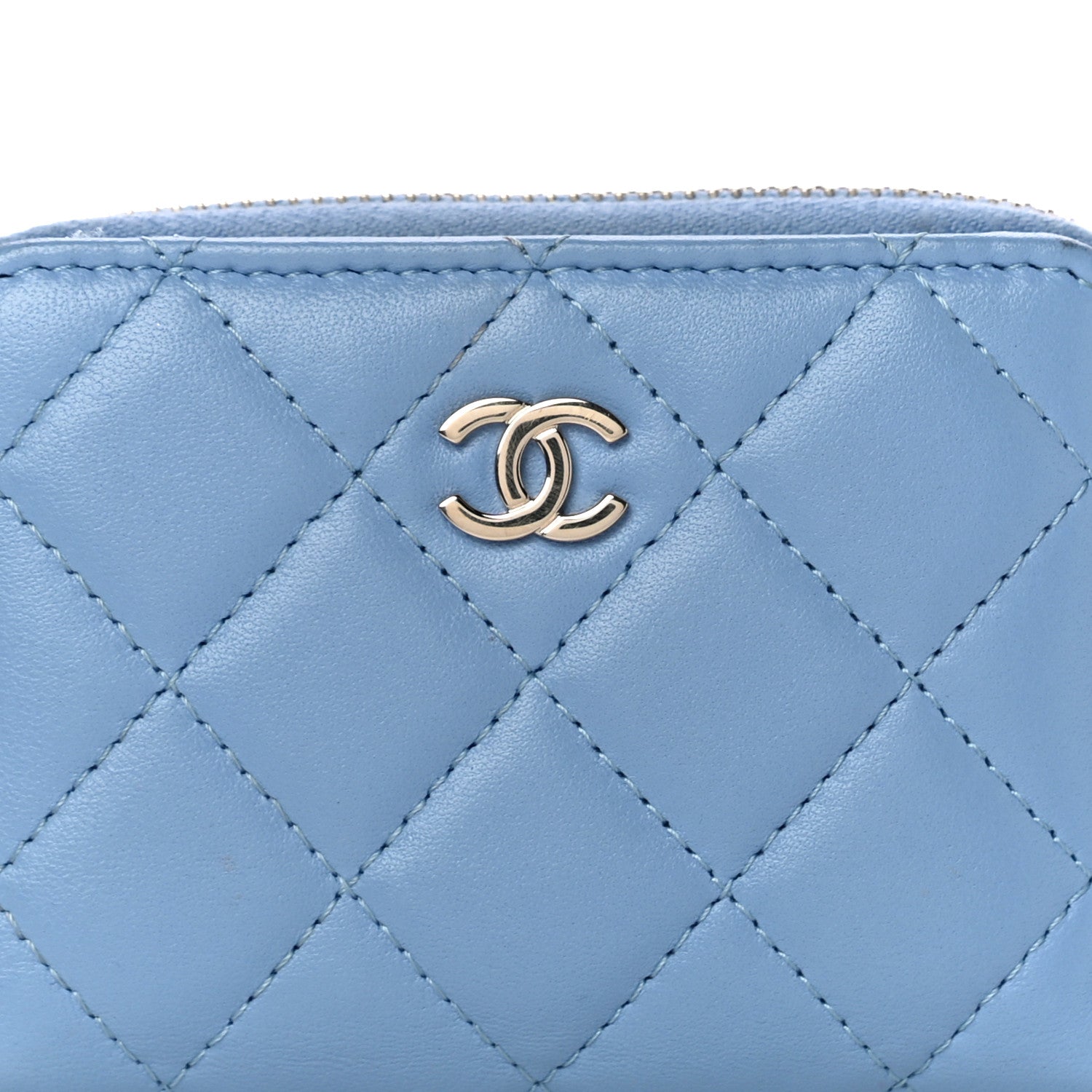 Chanel Lambskin Quilted Compact Zipped Wallet Light Blue 9 of 12