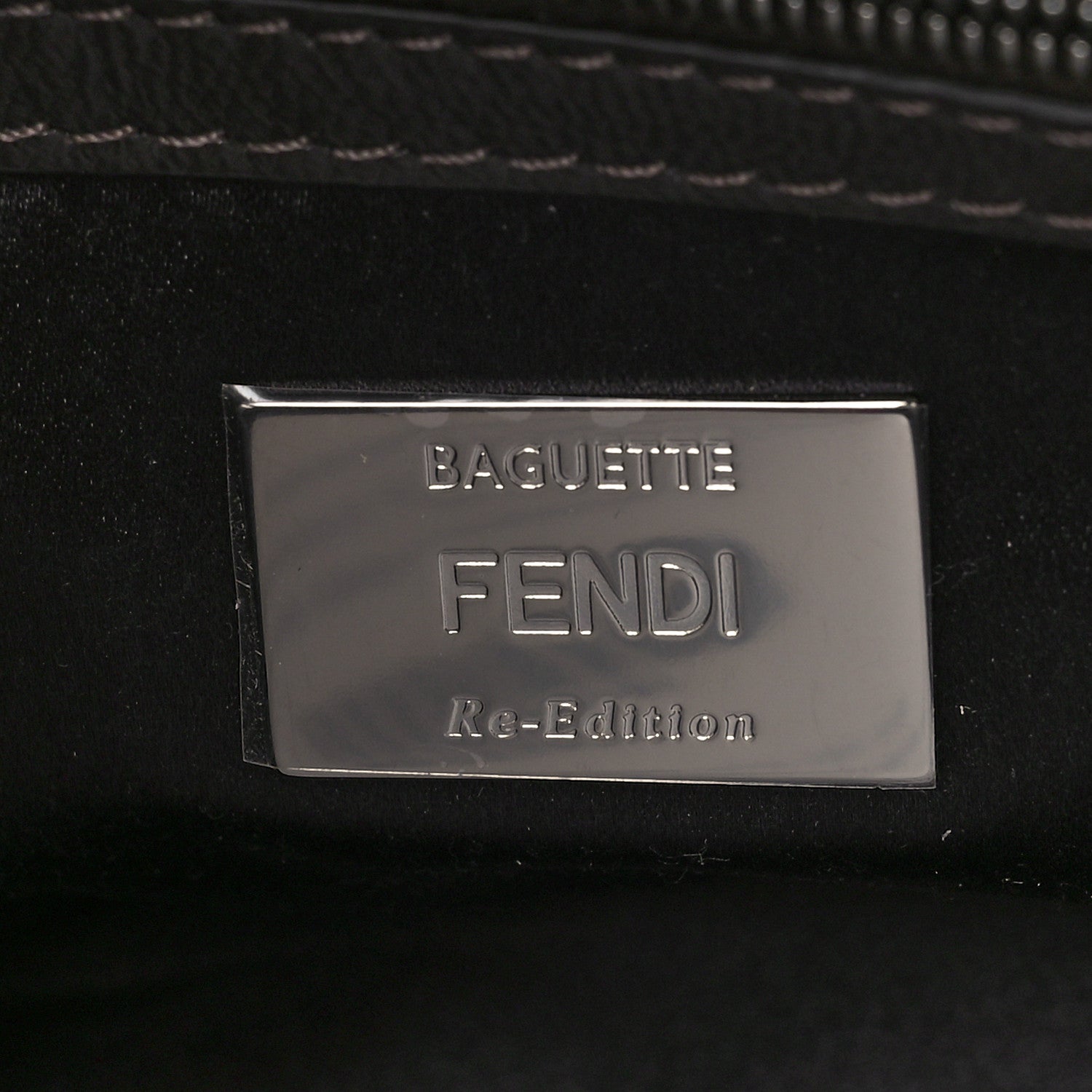 Fendi Sequin Paillettes Capretto Lucido Baguette Argento Moro 6 of 9