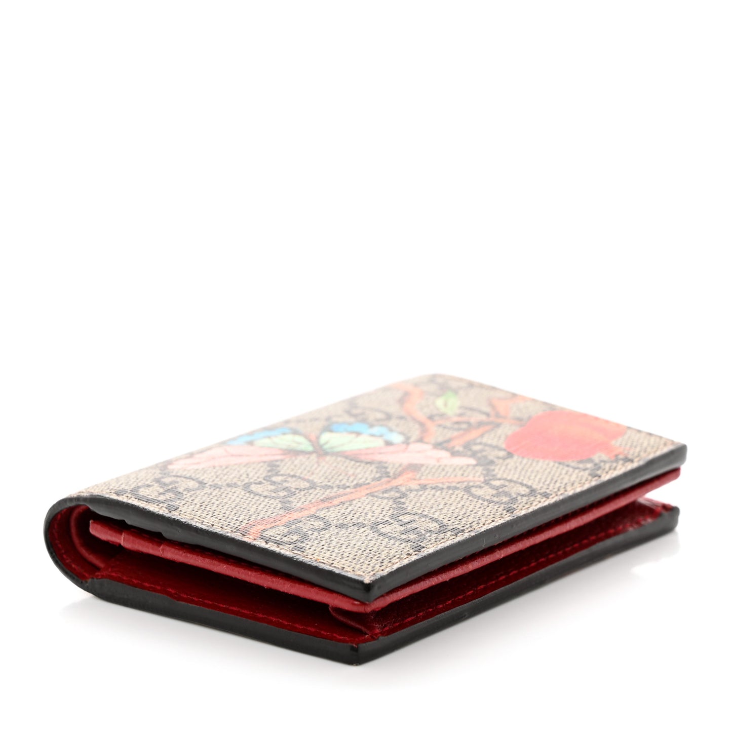 GG Supreme Monogram Tian Card Case Beige Multicolor Red