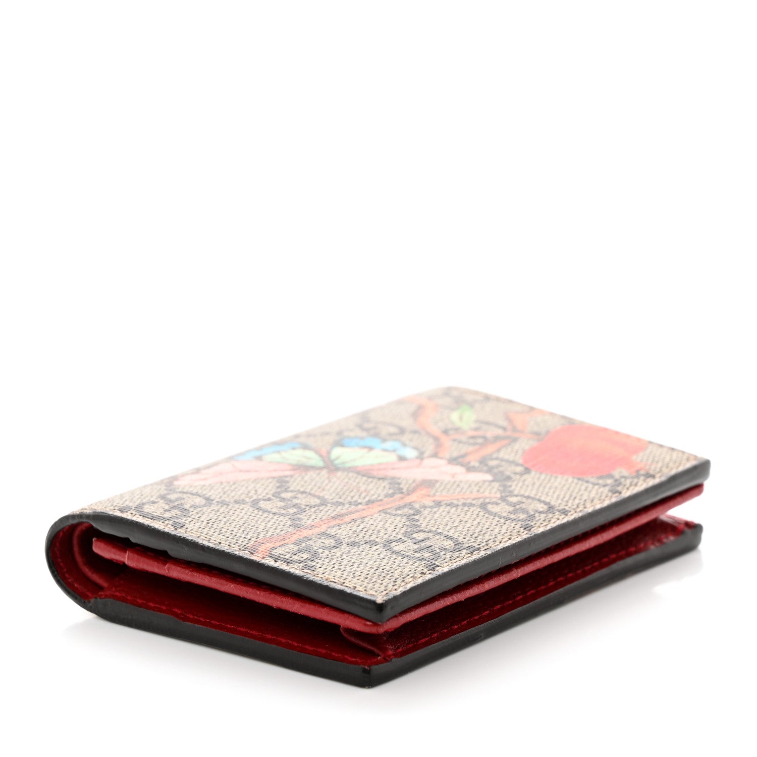 Gucci GG Supreme Monogram Tian Card Case Beige Multicolor Red 4 of 7