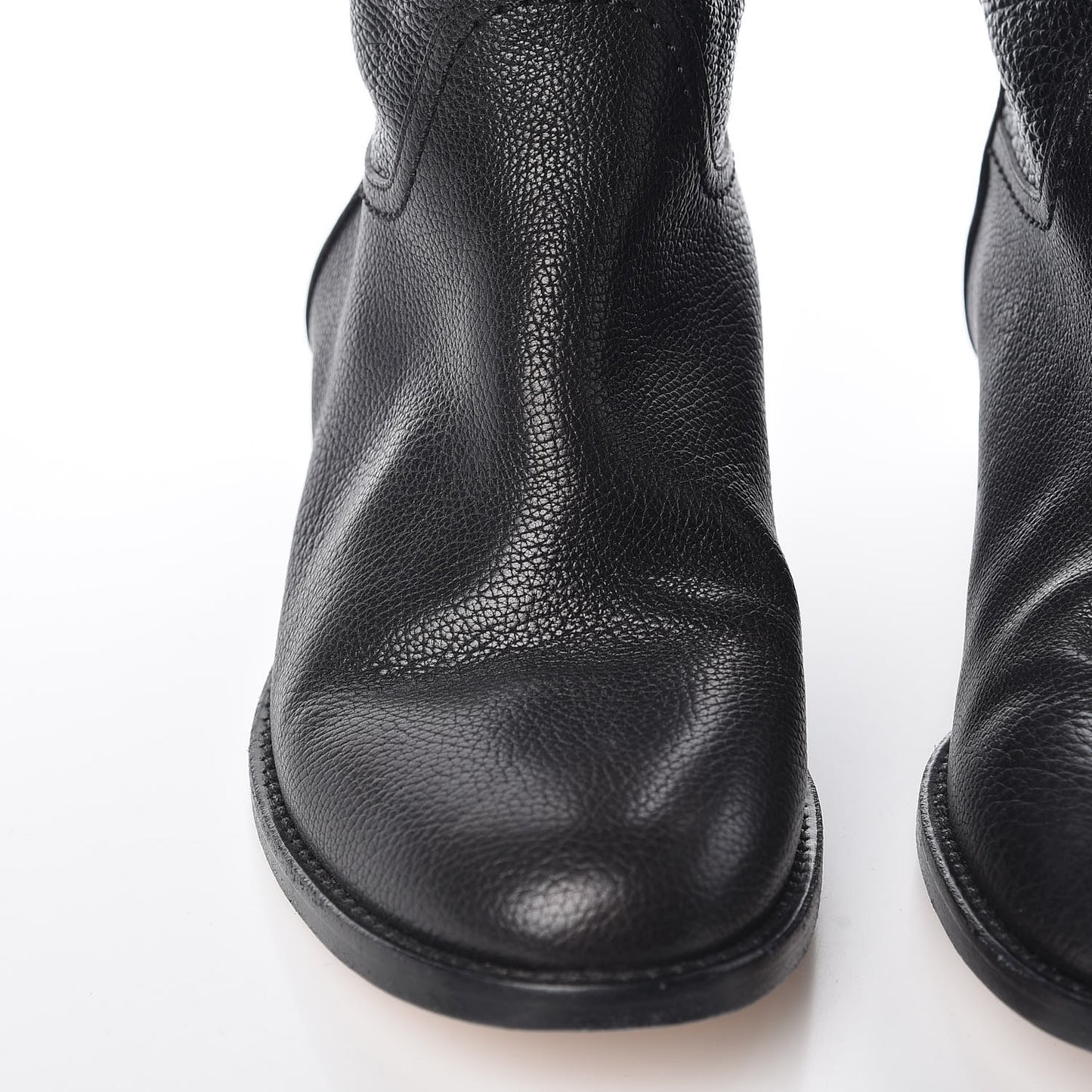 Calfskin Ascot Knee High CC Boots 37.5 Black