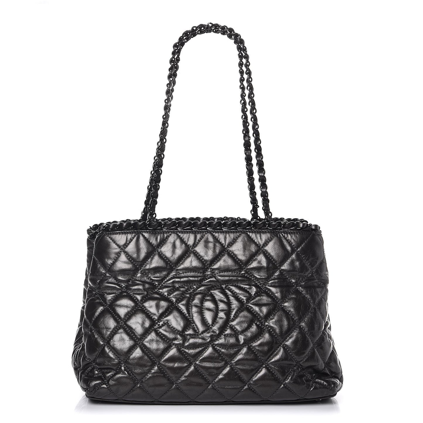 Calfskin Quilted Small Chain Me Tote Dark Grey