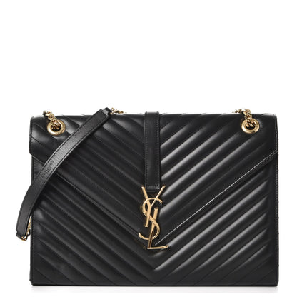 Saint Laurent Smooth Calfskin Matelasse Large Monogram Satchel Black 1 of 10