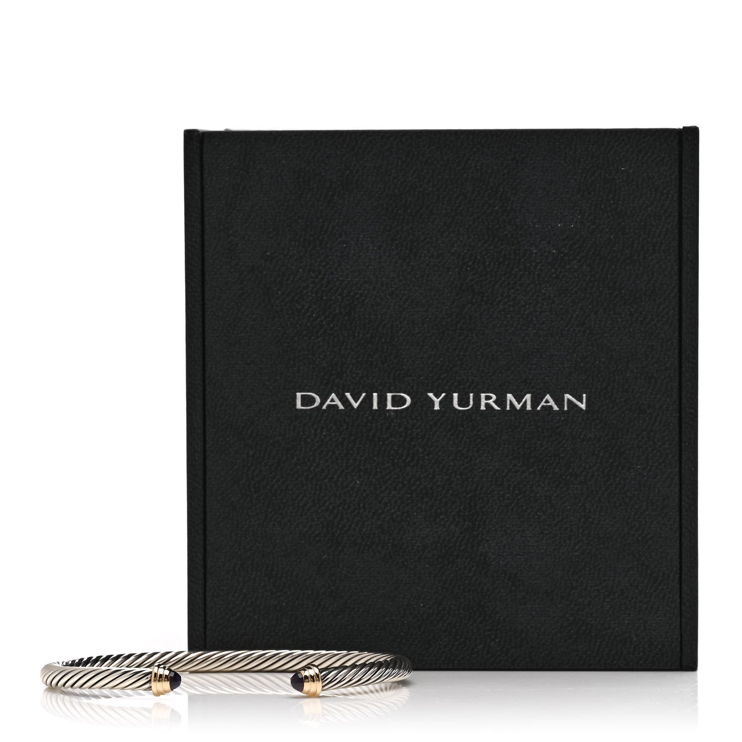 David Yurman Sterling Silver 14K Yellow Gold Amethyst 4mm Cable Kids Bracelet 4 of 4