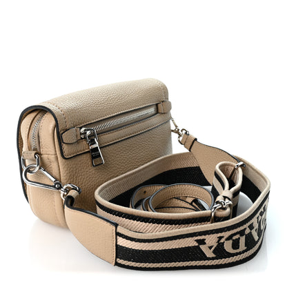 Prada Vitello Daino Soft Flap Crossbody Sabbia 3 of 10