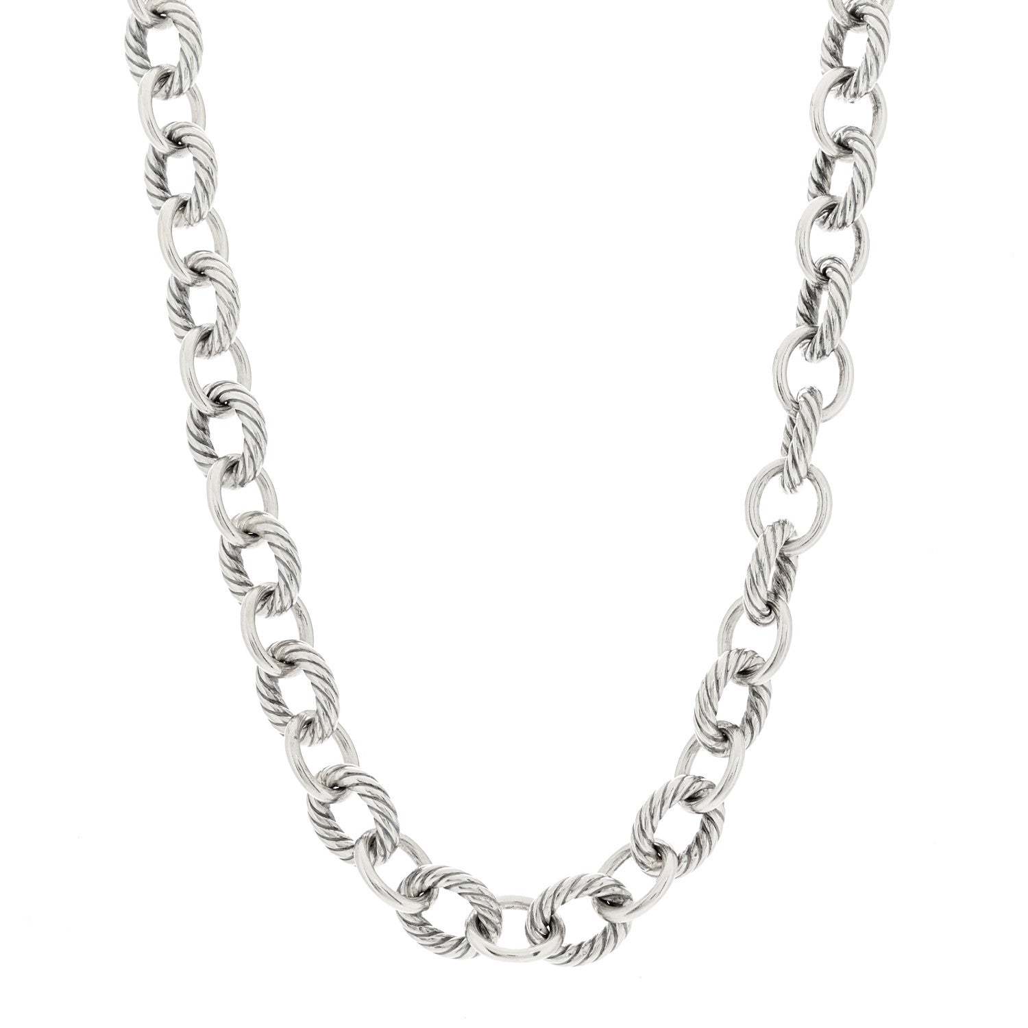 David Yurman Sterling Silver 10mm Medium Oval Link Necklace 1 of 5