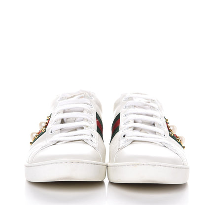Gucci Calfskin Web Pearl Studded Ace Sneakers 37 White 2 of 11
