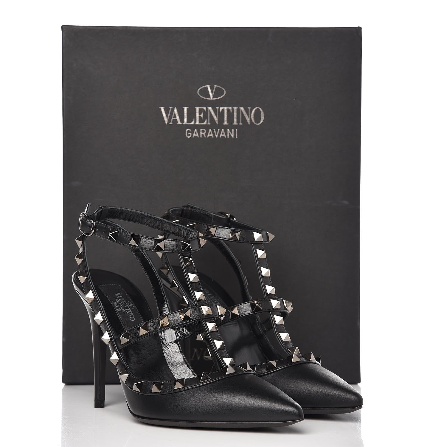 Valentino Garavani Nappa Rockstud Ankle Strap Pumps 36 Black 7 of 7