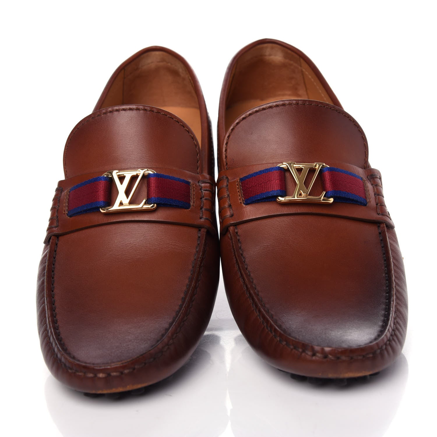 Louis Vuitton Smooth Calfskin Hockenheim Moccasin Loafers 8 Brown 5 of 10