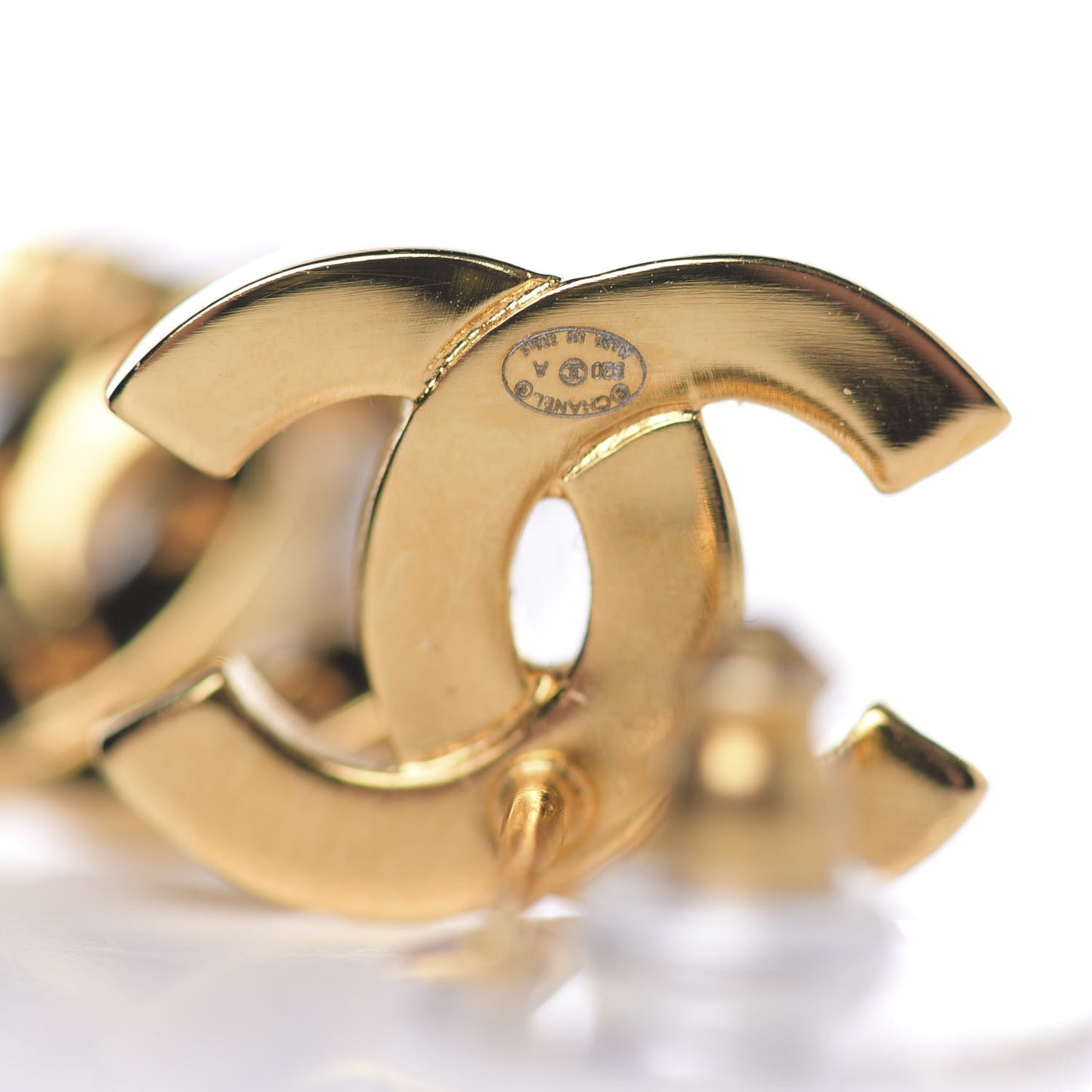 Metal CC Paris Button Stud Earrings Gold