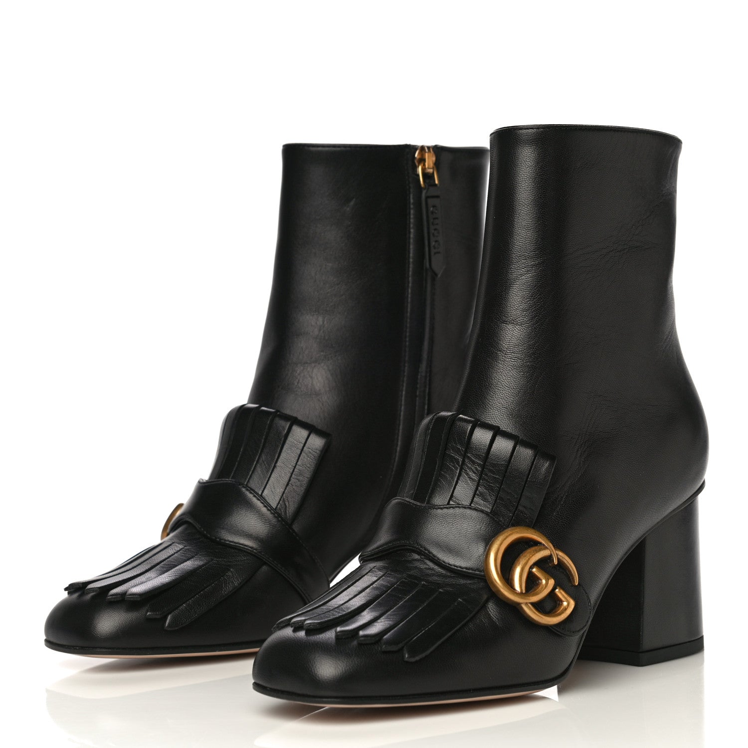 Gucci Malaga Kid GG Marmont Fringe 75mm Ankle Boots 36.5 Black 4 of 23