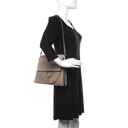 Chloe Calfskin Suede Medium Faye Shoulder Bag Motty Grey 2 of 10