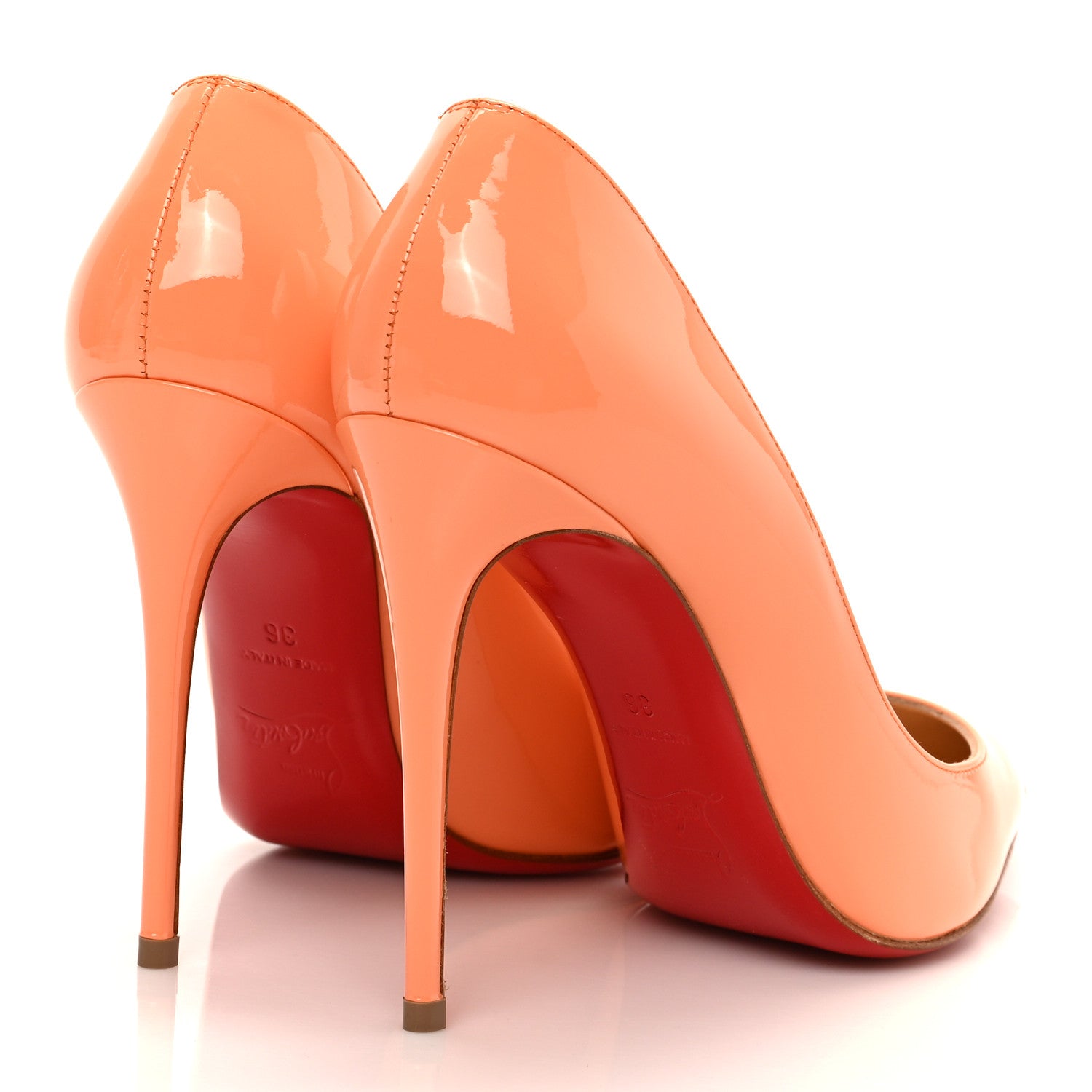 Christian Louboutin Patent Pigalle Follies 100 Pumps 36 Sunset 4 of 7