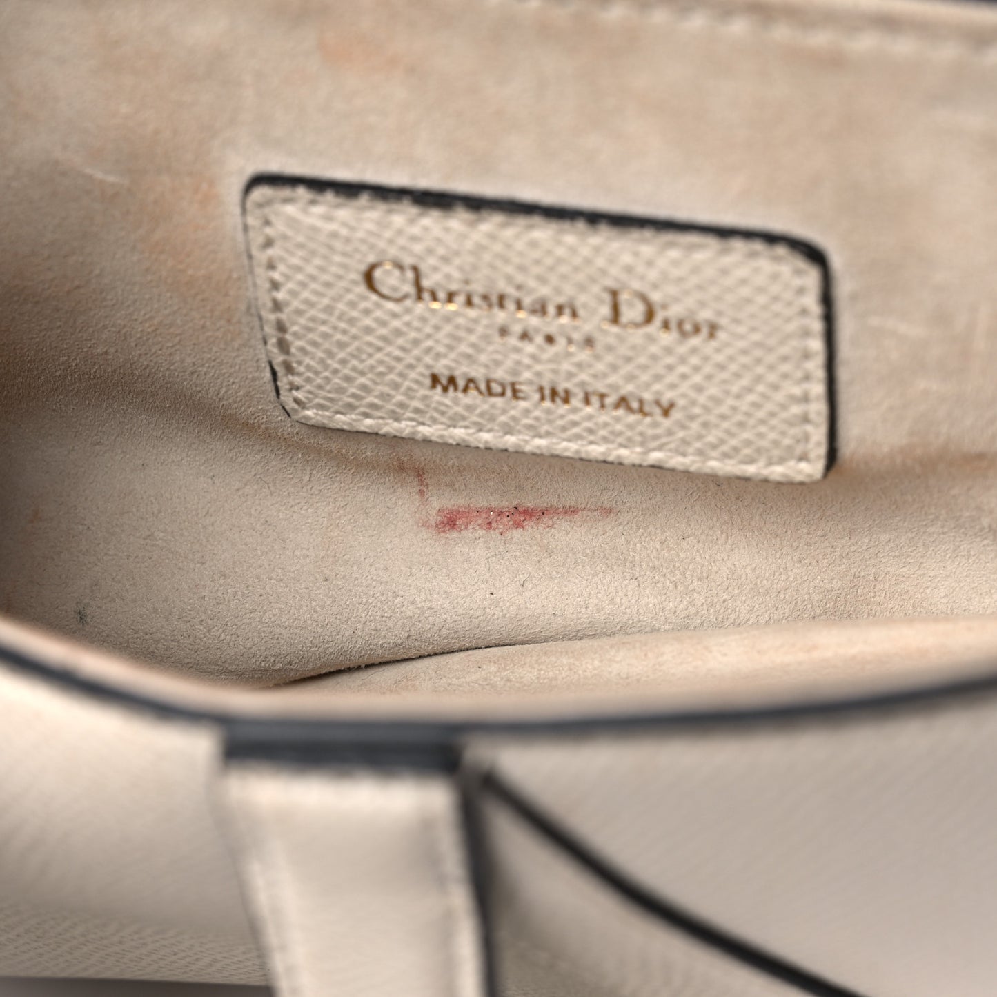 Grained Calfskin Mini Saddle Bag White